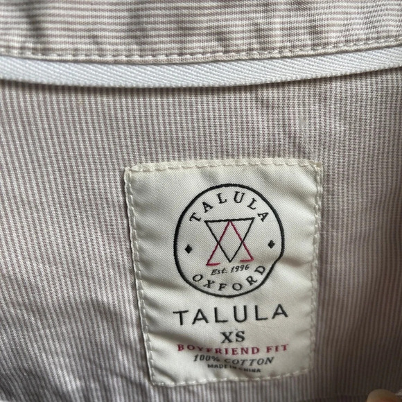 Talula Aritzia Oxford Boyfriend Fit Button up striped cotton shirt Sz XS - Picture 7 of 10